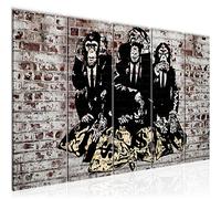 Runa Art Tableau mural XXL Trois Singes 200 x 80 cm Marron 5 Parties - 303455c