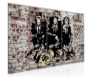 Runa Art Tableau mural XXL Trois Singes 200 x 80 cm Marron 5 Parties - 303455c