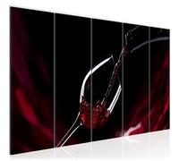Runa Art Tableau mural XXL Vin Cuisine 200 x 80 cm Noir Rouge 5 Parties - 042255a