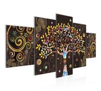 Runa Art Tableau Murale Klimt L'Arbre De Vie Impression sur Toile Intissee 5 Parties Abstrait Art Noir Or Chambre Salon 045353a