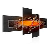 Runa Art Tableau Murale Salon Abstrait Gris Orange Noir 4 Parties - 103345b