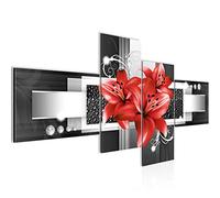 Runa Art Tableau Murale Salon Lis Fleurs Rouge 4 Parties - 008645c