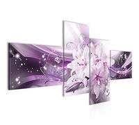 Runa Art Tableau Murale Salon Lis Fleurs Violet 4 Parties - 020145b
