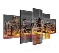 Runa Art - Tableau New York 200 x 100 cm 5 Parties XXL Decoration Murale Dessin Or 014051a