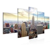 Runa Art - Tableau New York City 200 x 100 cm 5 Parties XXL Decoration Murale Dessin Bleu 603451b