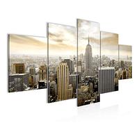 Runa Art - Tableau New York City 200 x 100 cm 5 Parties XXL Decoration Murale Dessin Marron 603451a