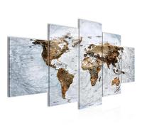 Runa Art Tableau Salon Chambre à coucher Bureau carte du monde 5 Parties brun clair Carte monde Impression sur Toile Intissee 056353a
