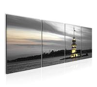 Runa Art Tableau Set Istanbul Turquie Tableau Decoration Murale Salon XXL 160 x 50 cm Noir Et Blanc Moderne 6041c
