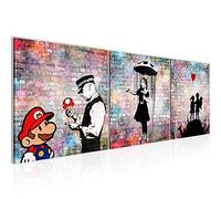 Runa Art Tableau Style De Rue 3 parties Impression sur Toile intissee Decoration Salon 90 x 30 cm graffiti Coloré 029334b