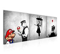 Runa Art Tableau Style De Rue 3 parties Impression sur Toile intissee Decoration Salon 90 x 30 cm graffiti Noir et blanc 029334a