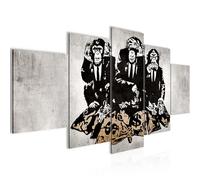 Runa Art - Tableau Trois Singes 200 x 100 cm 5 Parties XXL Decoration Murale Dessin Gris 303451b