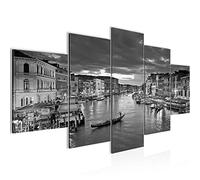 Runa Art - Tableau Venise Italie 200 x 100 cm 5 Parties XXL Decoration Murale Dessin Noir Et Blanc 604351c