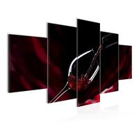 Runa Art - Tableau Vin Cuisine 200 x 100 cm 5 Parties XXL Decoration Murale Dessin Noir Rouge 042251a