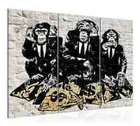 Runa Art Trois Singes Peinture Tableau Salon XXL Gris Graffiti 120 x 80 cm 3 Parties Decoration Murale 303431a
