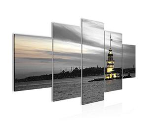 Runa Art Villes Istanbul Tableau Murale Impression sur Toile Intissee 5 Parties Phare Noir Et Blanc Chambre Salle 604153c