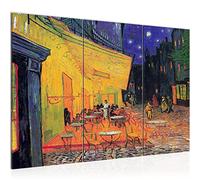 Runa Art Vincent Van Gogh Peinture Tableau Salon XXL L'art Terrasse du café la Nuit 120x80 cm 3 Parties Decoration Murale 040531c
