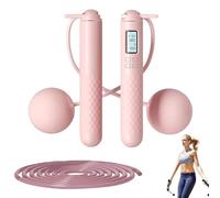 Runaivete Skipping Rope with Counter, Corde à sauter avec compteur, corde à sauter lestée intelligentes réglable avec écran LCD, Corde à sauter sans fil pour fitness (Rose)