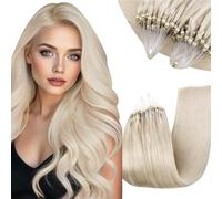 RUNATURE Extension a Froid Naturel Blond Micro Ring Extension a Froid Vrai Cheveux Blond Blanc Extension Anneaux Cheveux Humain Micro Loop Hair Extensions 50 Mèches/50g 14 Pouces/35cm #1000