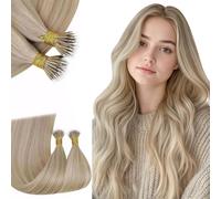 RUNATURE Extension Cheveux Nano Ring Brun Doré avec Blond Clair Extension Nano Ring Cheveux Naturel 14 Pouces/35cm 50 Mèches/50g Nano Extension #16P22