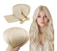 RUNATURE Extension Cheveux Naturel Keratine 35cm 50 Mèches 50g Blond Platine Cheveux Humain #60