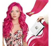 RUNATURE Extension Cheveux Naturel Keratine I Tip 55cm 25g 25s Rose Cheveux Humain Invisible #HotPink