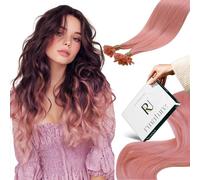 RUNATURE Extension Cheveux Naturel Keratine Rosa 40cm 25 Mèches 25g Extension Keratine Lisse #HotPink