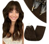 RUNATURE Extension Cheveux Naturel Micro Ring Brun Fonce 35cm 50s 40g Invisible Extension a Froid Cheveux Naturel Anneaux Marron Fonce #2