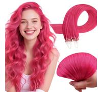 RUNATURE Extension Cheveux Naturel Micro Ring Rose 25s 50cm Invisible Micro Ring Extension 25g #HotPink