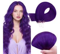 RUNATURE Extension Cheveux Naturel Micro Ring Violet 45cm 25g 25s Invisible Micro Ring Extension #Purple