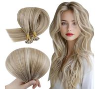 RUNATURE Extension Keratine Brun Clair Avec Blond Clair 50cm 50 Mèches 50g Invisible Extension Cheveux Naturel Keratine 1g #8P24