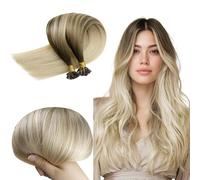 RUNATURE Extension Keratine Cheveux Naturel Balayage Blond Platine 55cm 50 Mèches 50g #BA8/60