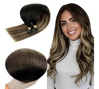 RUNATURE Extension Keratine Cheveux Naturel Balayage Noir Ombre Brun Blond 30cm 50 Mèches 40g Cheveux Humian Invisible #1B/6/27