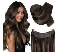 RUNATURE Long Extension Fil Cheveux Naturel Balayage Extension Cheveux Humain Fil Invisible Marron Foncé a Brun Clair Fil Human Hair Extensions 20 Pouces/50cm 100g #2/2/6