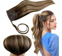 RUNATURE Queue de Cheval Extensions Naturel 45cm 80g Brun Ombre #4/27/4 | Extension Queue De Cheval Naturel,Cheveux Humains Sélectionnés,Lisse Et Brillant,Texture Soyeuse,Aspect Naturel