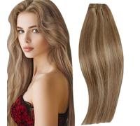 RUNATURE Tissage Naturel Cheveux Humain Brun Doré Avec Blond Doré 30cm 70g Extension #10P16