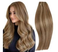 RUNATURE Tissage Naturel Cheveux Humain Marron Meche Blond 40cm 100g Extension Tissage Cheveux Naturel 100g #10P16