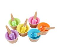 Runaup Bols de crème glacée, Ensemble de Bols à Dessert en Plastique, Tasses de yogourt glacé, Couleurs éclatantes (Ensemble de 6)