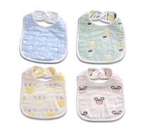 Runaup Lot de 4 bavoirs pour bébé Bandana bavoirs pour garçons et filles, super absorbants, doux et mignons