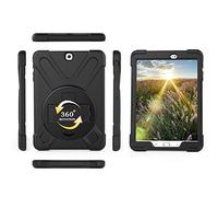 Runbiu Coque pour Samsung Galaxy Tab S2 9.7 SM-T810 - Coque Rigide, Protection Anti-Choc avec Support Intégré et Bandoulière Compatible Samsung Galaxy Tab S2 9.7 SM-T810 (Noir)