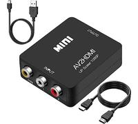 Runbod Convertisseur RCA vers HDMI, AV2Hdmi 1080p RCA composite CVBS AV vers HDMI Video Audio Converter Box pour PS2 Wii Xbox VHS VCR caméra lecteur DVD, prend en charge PAL/NTSC avec câble de charge