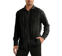 Runcati Chemise médiévale pour homme - Coupe droite - Manches longues - Style victorien - Renaissance victorienne - Costume cosplay, Noir , XL