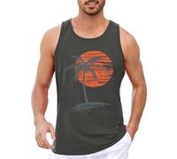 Runcati Débardeur imprimé pour homme - Sans manches - Pour le sport - Fitness - Gym - Entraînement - Coton respirant - T-shirt de bodybuilding, gris, M