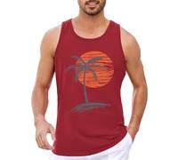 Runcati Débardeur imprimé pour homme - Sans manches - Pour le sport - Fitness - Gym - Entraînement - Coton respirant - T-shirt de bodybuilding, rouge, XL