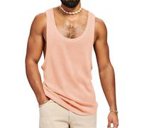 Runcati Débardeur sans manches pour homme - T-shirt de fitness - Gym - Entraînement - Sport - Maillot de corps pour homme - Coton - Bodybuilding - T-shirt ample, Rose, XL