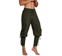 Runcati Pantalon de pirate médiéval pour homme, costume de cosplay, pantalon à lacets, style Renaissance, Viking, Steampunk, vert, XXXL