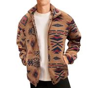 Runcati Veste polaire sherpa à fermeture éclair intégrale pour homme, camel, Medium