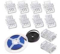 RUNCCI-YUN 10 Meter Câble d'Extension de Bande LED à 4 Broches,10 Pcs 4 BrochesConnecteur led sans soudure,pour 10mm RGB 5050 Connecteurs Rapides Attacher L'Adaptateur Sans Soudure