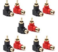 RUNCCI-YUN 10 Pièces Connecteurs RCA,Connecteurs Plaqués Or RCA Mâle à RCA Femelle,Adaptateurs à Angle Droit à 90 Degrés RCA,pour Haut-Parleur Audio/vidéo