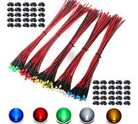 RUNCCI-YUN 100 Pcs 3mm Diode LED Pré-câblée Lumière, DC 12V Diodes LED, Diode Ampoule LED Câblé + 100 Pièces Support Led 3mm pour Bricolage Voiture Jouets de Bateaux Parties