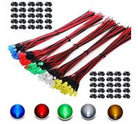 RUNCCI-YUN 100 Pcs 5mm Diode LED Pré-câblée Lumière, DC 12V Diodes LED, Diode Ampoule LED Câblé + 100 Pièces Support Led 5mm pour Bricolage Voiture Jouets de Bateaux Parties